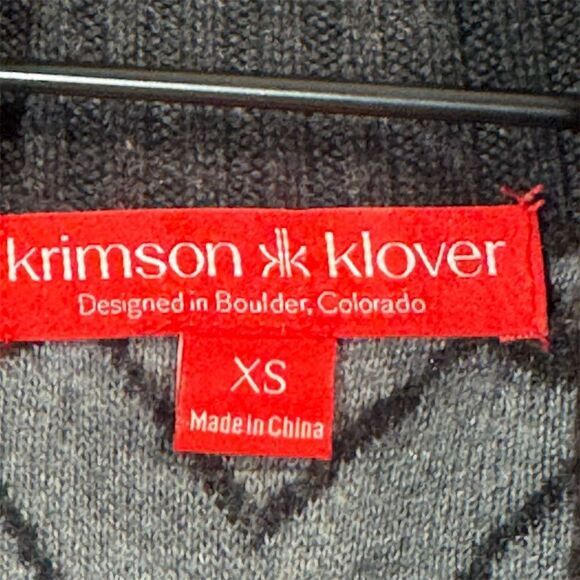 Krimson Klover XS Sweater Dress Black Gray Red Geometric Wool Blend Cowl Neck - Picture 6 of 8